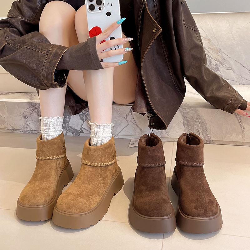 厚底马丁靴女小个子增高勃肯短靴