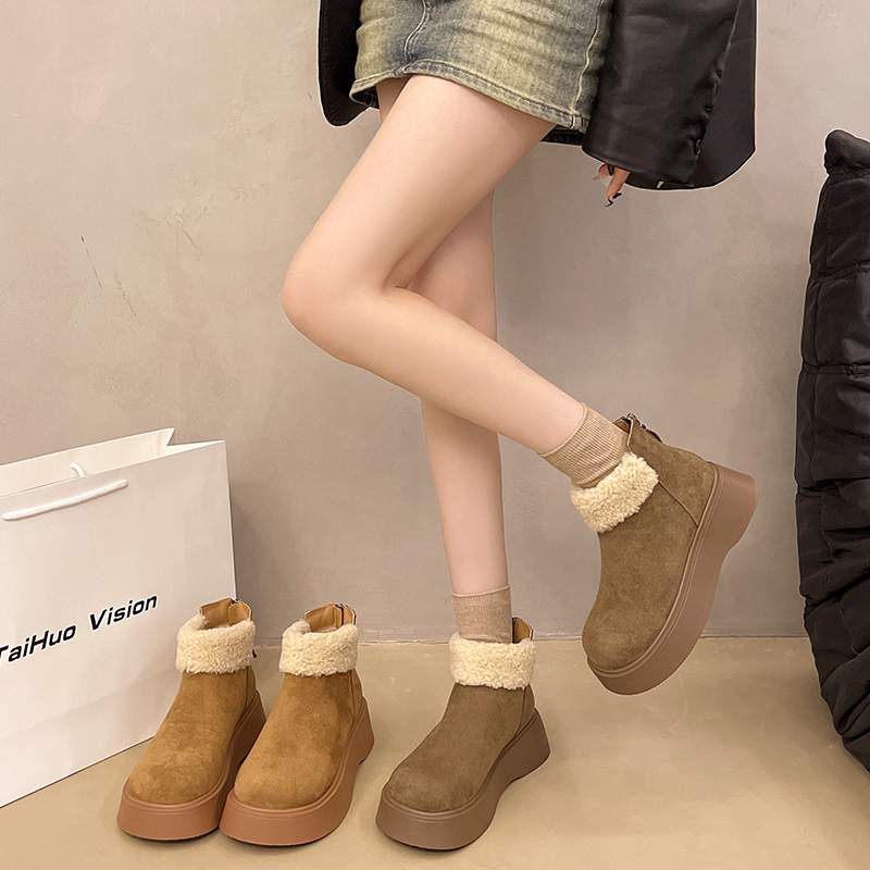 雪地靴冬季短靴厚底增高棉鞋保暖