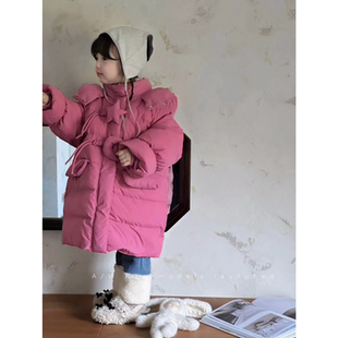 24新款儿童羽绒服女童中长款星月外套女宝宝保暖加长多色羽绒上衣