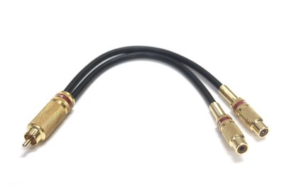 美国RadioShack Y型镀金RCA一公二母分接线 15CM