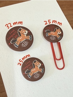 2026马年｜原创插画设计吧唧徽章别针马口铁回形针书签可爱礼物