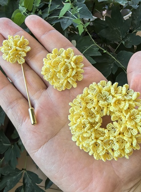 原创设计手工编织桂花胸针女精美精致别针配饰