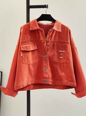 红色刺绣字母短外套女文艺宽松2025春秋新款韩版宽松休闲开衫