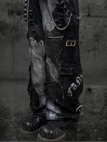 Miub American rock multi-pocket graffiti jeans for men and women, wasteland style, ink-wash street punk wide-leg cargo pants thumbnail 7