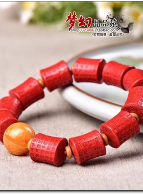 原矿高含量朱砂红砂心经桶珠手链手串简单大方本命年礼物护身符