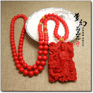 包邮天然朱砂辰砂吊坠 朱砂立体御龙观音吊坠挂坠 毛衣链