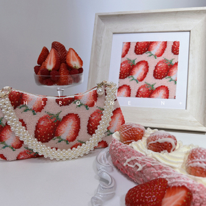 十字绣珠绣DIY手提包手工草莓刺绣材料包自制米珠手工包珍珠手作