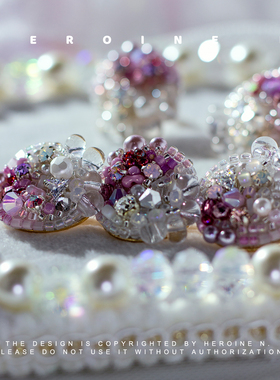 法绣材料包发夹耳钉原创设计施华洛仙女DIY手工进口材料发饰