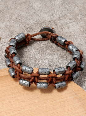 手链饰品编织欧美庞克牛皮diy