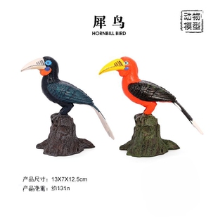 犀鸟啄木鸟鹦鹉 模型 仿真动物飞禽小鸟站木摆件儿童认知 玩具