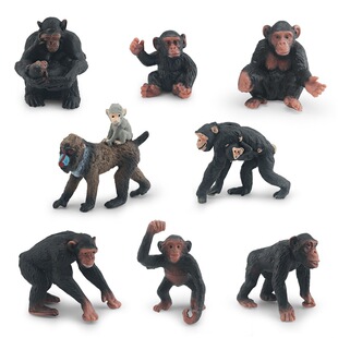 仿真猩猩山魈模型黑猩猩鬼狒狒猴子儿童早教认知动物摆件玩具