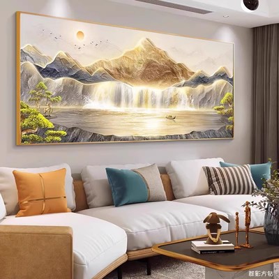 背靠金山钻石画方钻满贴钻十字绣