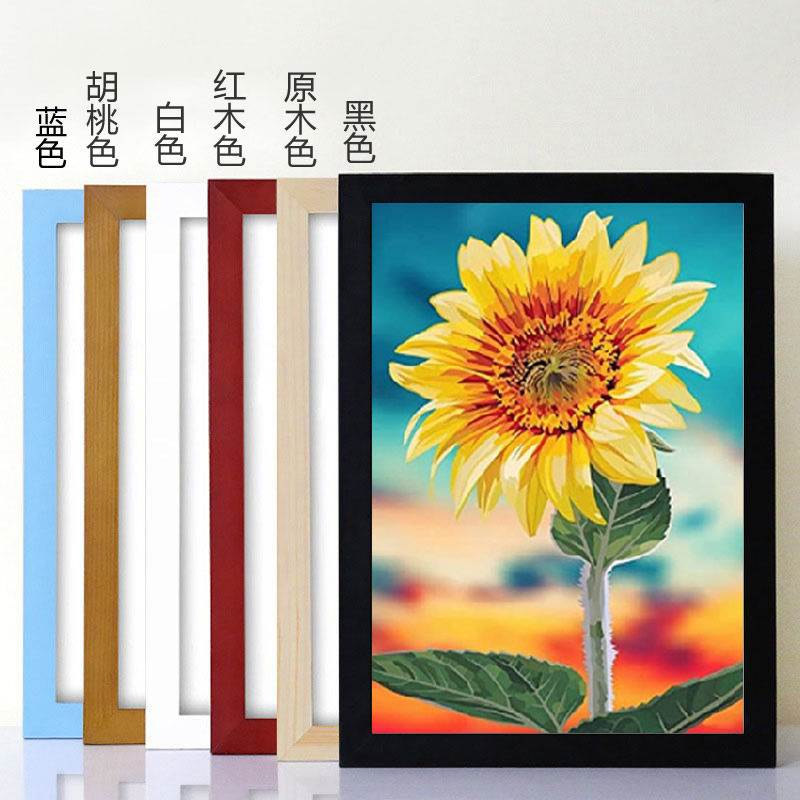 相框钻石画装裱框实木框架十字绣画框自己装带有机玻璃挂墙框边条_虎窝淘