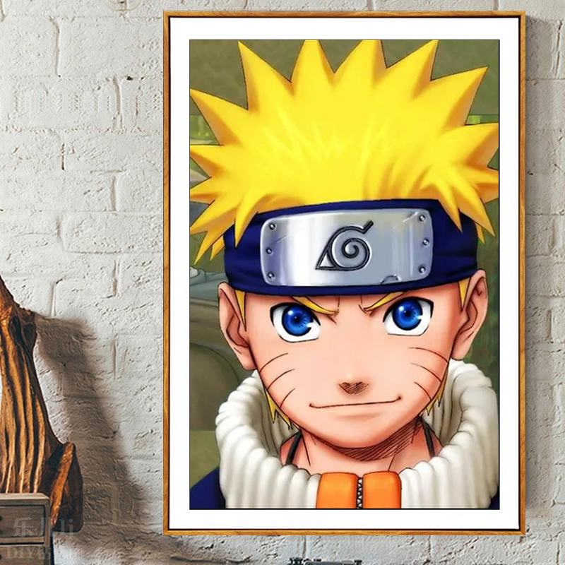 5d儿童房钻石画方钻满钻新款火影忍者鸣人卡通粘贴钻十字绣砖石秀