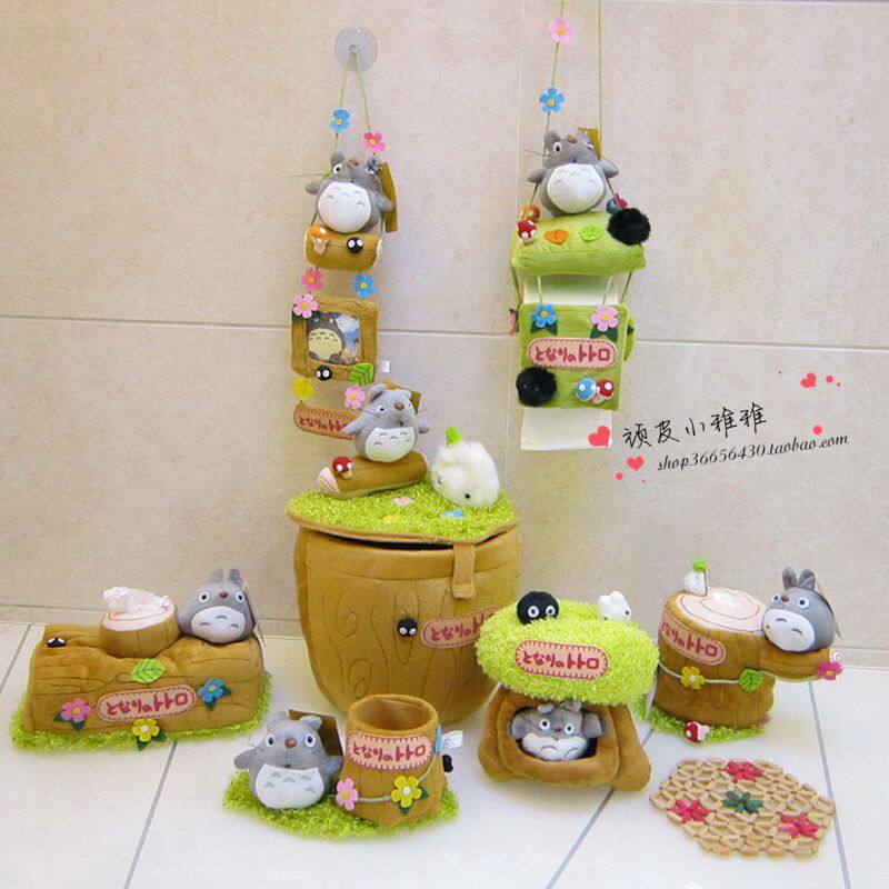 可爱卡通龙猫毛绒笔筒纸巾抽套抽纸卷纸套盒筒家居摆件饰品储物桶