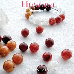 天然藏晶红胶花黄胶花单珠手串圆珠DIY配饰