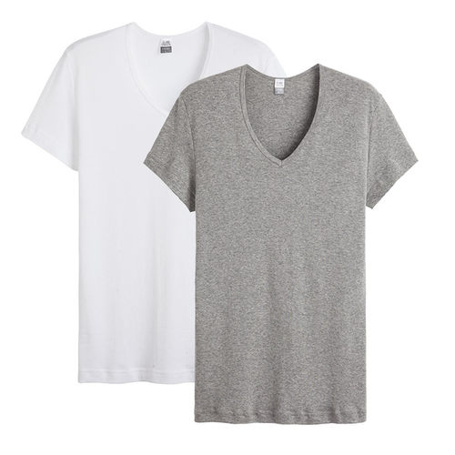 弹力棉短袖v领全棉T恤