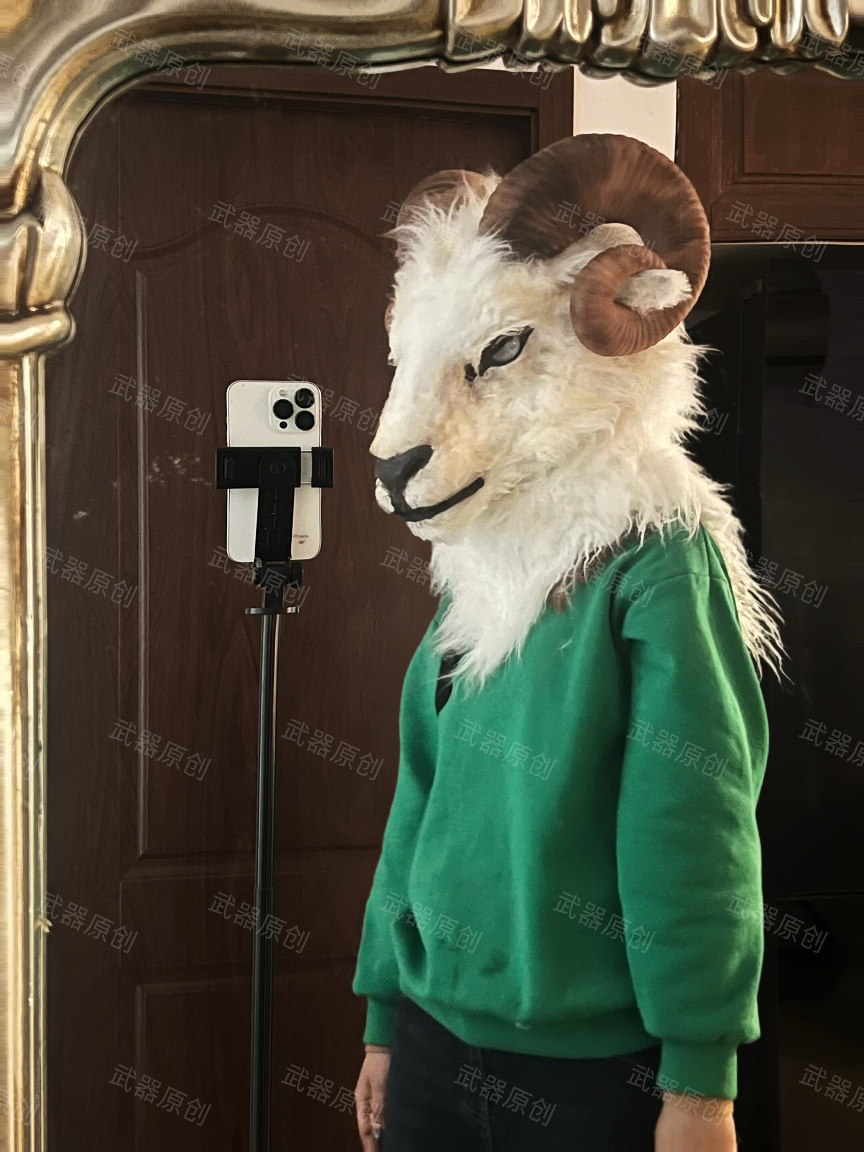 写实白羊绵羊卷角兽头现货可动颚有牙齿兽装福瑞巡游道具,模玩/动漫/周边/娃圈三坑/桌游,furry福瑞/兽装,淘宝优惠券,粉丝福利购,淘宝优惠卷