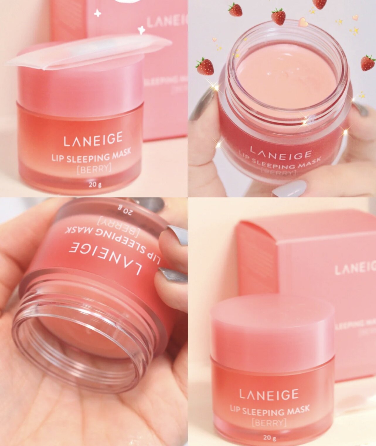 韩国兰芝草莓睡眠唇膜补水滋润保湿冻夜间修护去死皮淡化唇纹20g