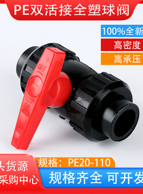4分20 6分25 32PE双活接全塑球阀全新料PE水管阀门开关高密度塑芯