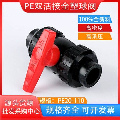 雷工PE双活接全塑球阀高密度新料