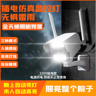 220插电监控灯感应灯仿真摄像头插电假监控模型庭院灯门口感应灯