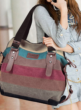 女包2025新款帆布包单肩包手提包斜挎妈妈包托特包文艺复古大包包