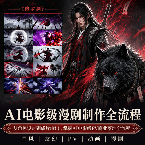 AI漫剧教程Seedance2.0原创暗黑武侠概念PV电影级Gemini生成视频