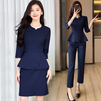 职业西装套装女中袖夏季工作服