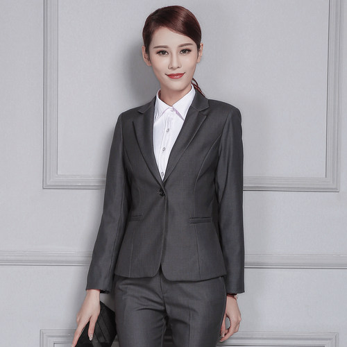 灰色西装套装女春职业正装工作服