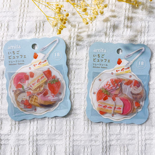 日本amifa限量草莓甜品蛋糕pvc贴纸手帐素材拼贴