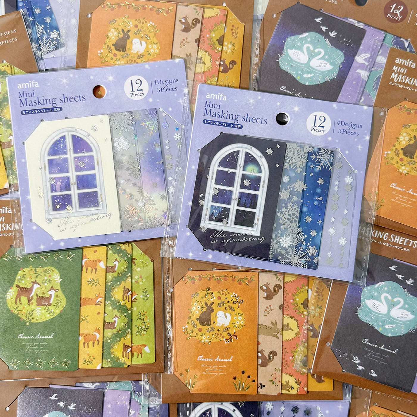 现货日本amifa季节限定烫金雪花透明可爱动物图案贴纸手账素材纸,文具电教/文化用品/商务用品,贴纸/立体贴纸,淘宝优惠券,粉丝福利购,淘宝优惠卷
