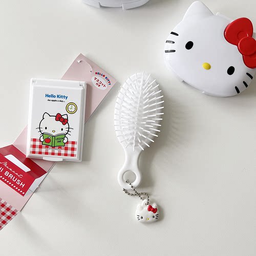 现货日本Saniro三丽鸥hello kitty凯蒂猫可挂气垫梳便携折叠梳