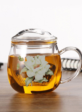 名到（MIODO）单层玻璃杯450ml水杯高硼硅玻璃茶杯带茶漏YD-HJ450