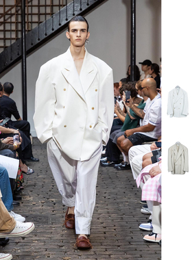 【现货6折】HED MAYNER 24SS 白色/米色垫肩廓形西装外套