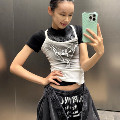 【现货】MARRKNULL 新款项链印花吊带背心 DOUBLEBOO