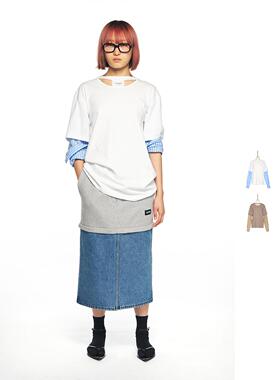 【现货】PUSHBUTTON 25PS 撞色假两件长袖T恤 DOUBLEBOO