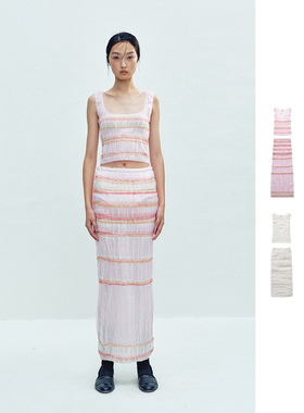 【现货6折】NUME 24AW 秋冬微透褶皱背心+褶皱长半裙 DOUBLEBOO