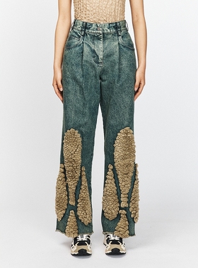 【现货】song for the mute 25SS 拼接材质牛仔裤 DOUBLEBOO