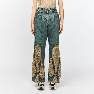 for the mute 拼接材质牛仔裤 song 25SS DOUBLEBOO 现货