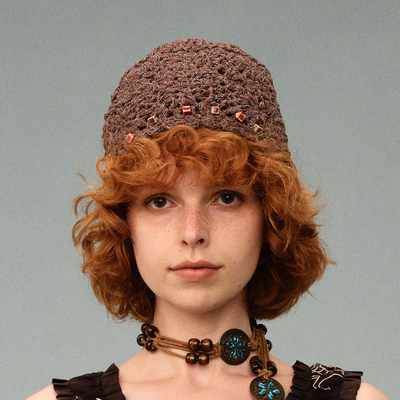 【现货】AUBRUINO 26SS 钩针珠饰渔夫帽 DOUBLEBOO