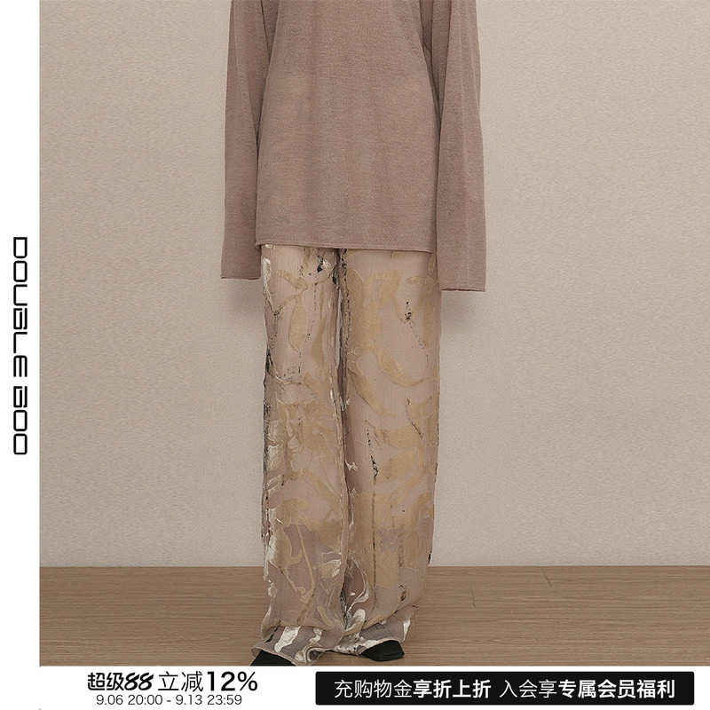 【现货】Piacevole e 25AW 丝绒烧花高腰阔腿长裤 DOUBLEBOO图片