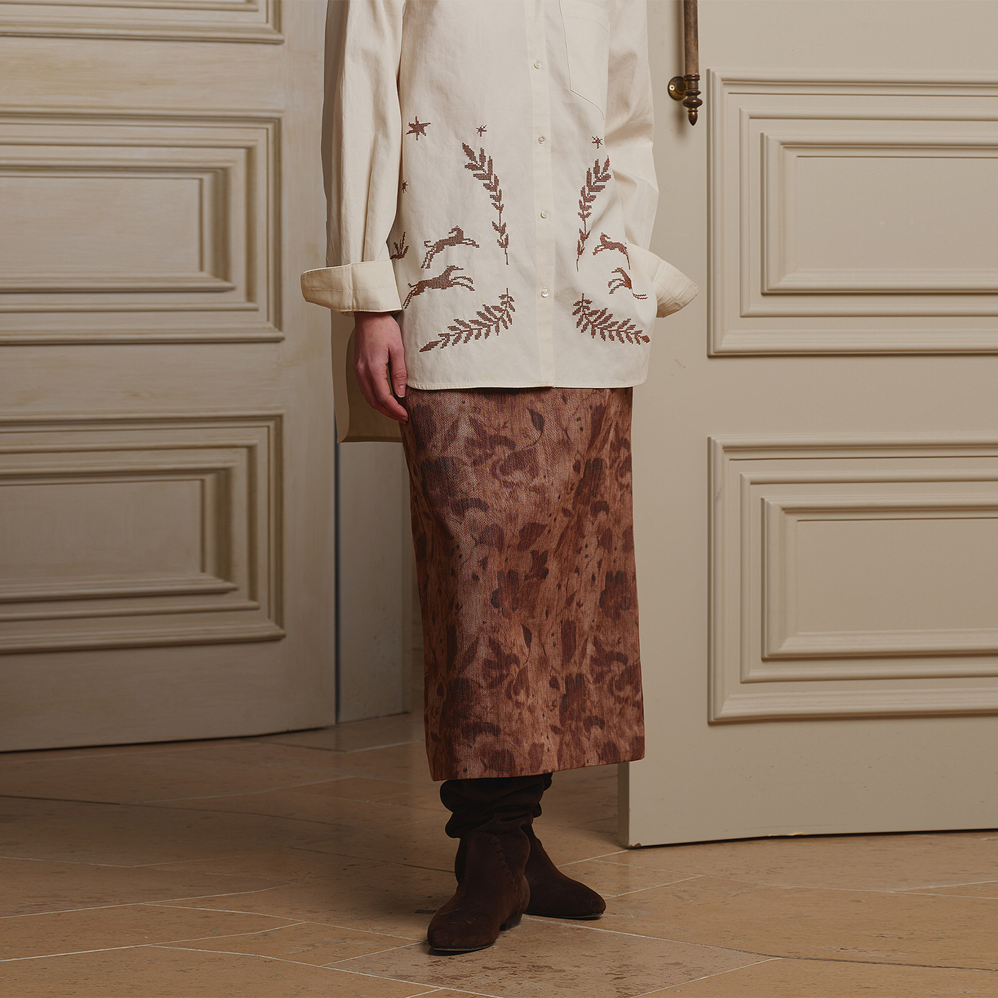 【现货】ECRIVAIN 25AW 经典直筒半裙 DOUBLEBOO