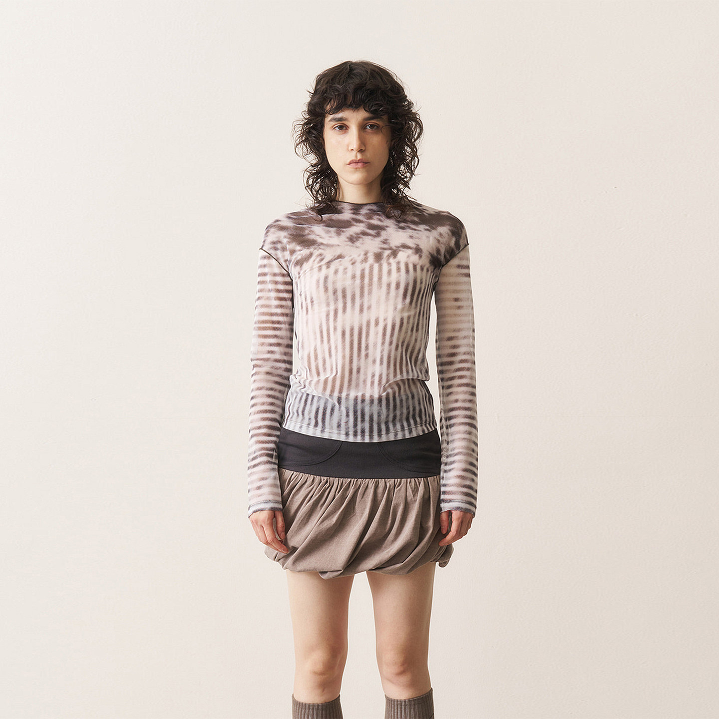 【现货】ODLYWORKSHOP 25SS 条纹网眼T恤 DOUBLEBOO