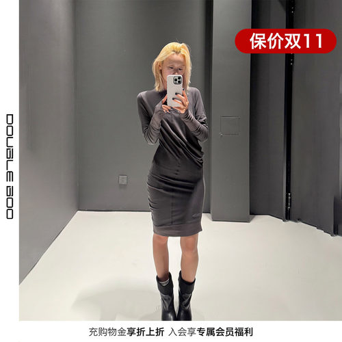 【现货】CERRIC 26早秋新款长袖波浪连衣裙 DOUBLEBOO