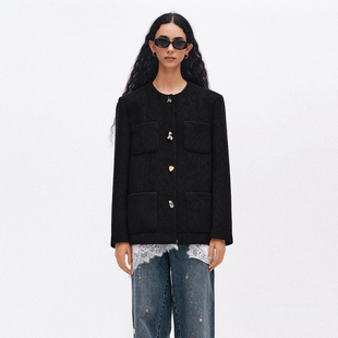 DUST ICE 现货 DOUBLEBOO 吊坠装 饰四口袋小香外套 26SS