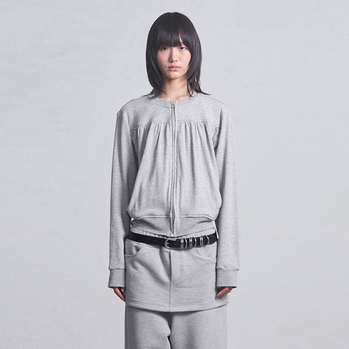 【现货】CERRIC 26SS 春夏新款圆领抽褶拉链上衣 DOUBLEBOO