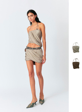 【现货】LUCENCY 25SS 真丝堆皱裹胸上衣 DOUBLEBOO