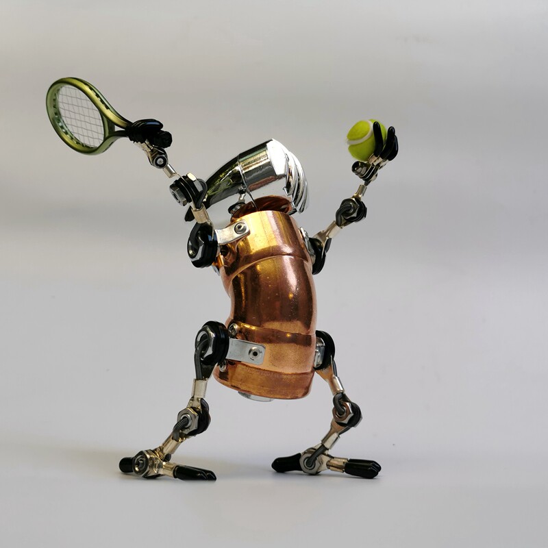 蒸汽朋克机器人办公桌面玄关书房手工创意摆件装饰运动网球