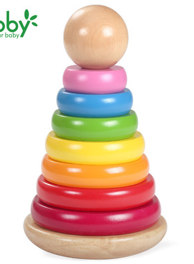 蒙特梭利蒙氏早教具套环彩虹叠叠乐堆堆看原木高档lovevery平替